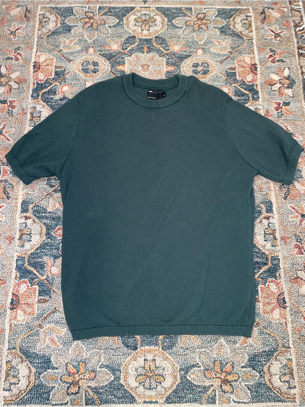 ASOS Dark Green Short-Sleeve Crewneck Knit Shirt